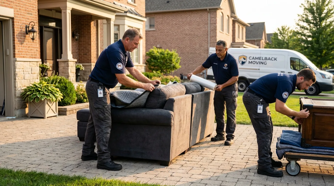 Large estate moving crew wrapping furniture in Danville, IN